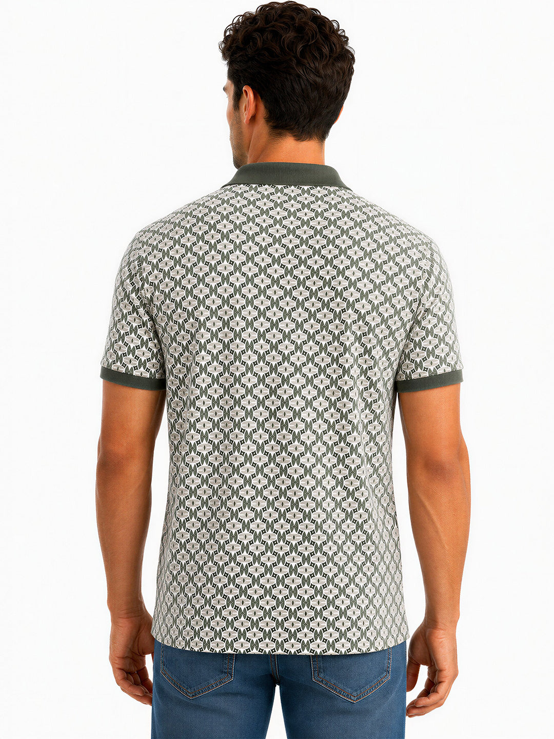 Olive Printed Polo T-Shirt