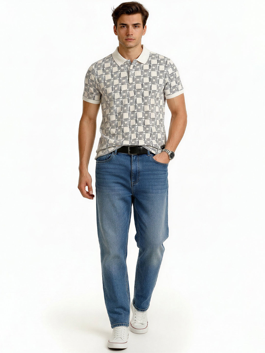 Geometric Print Polo T-Shirt Main image