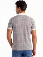 White Geometric Print Polo T-shirt