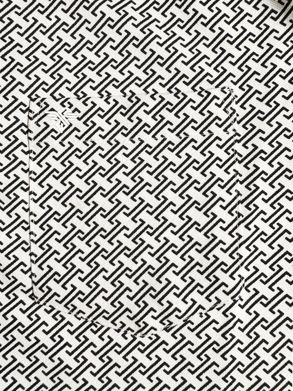 White Geometric Print Polo T-shirt