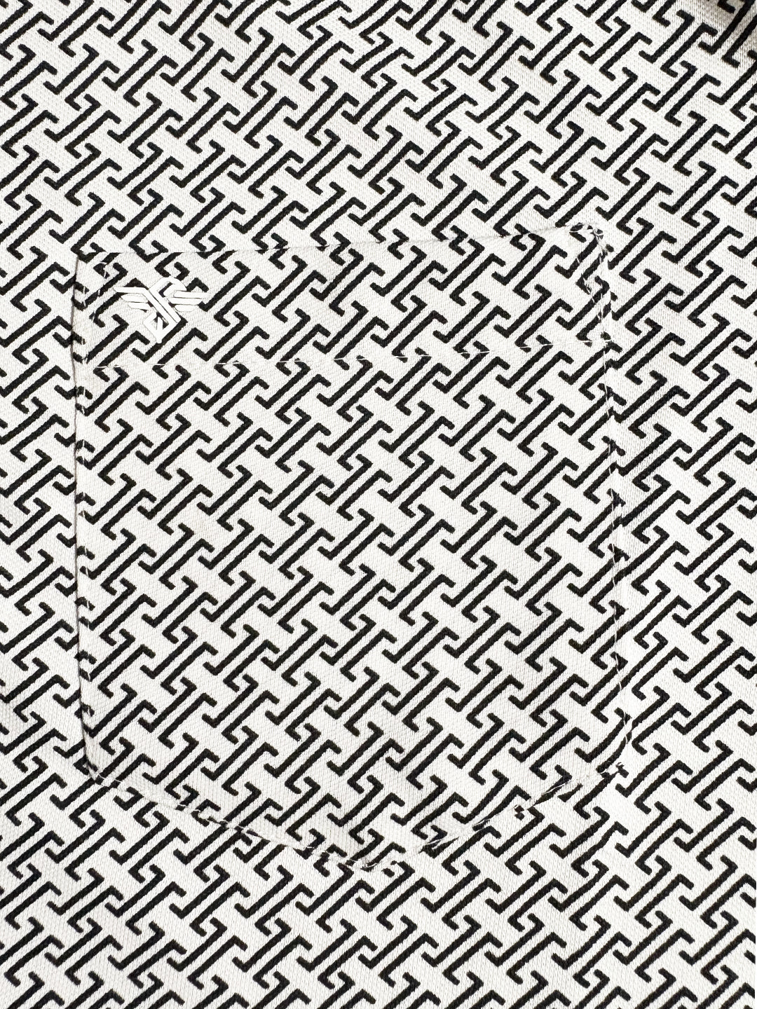 White Geometric Print Polo T-shirt