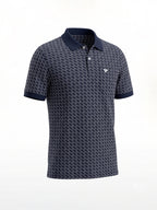 Navy Geometric Print Polo T-shirt