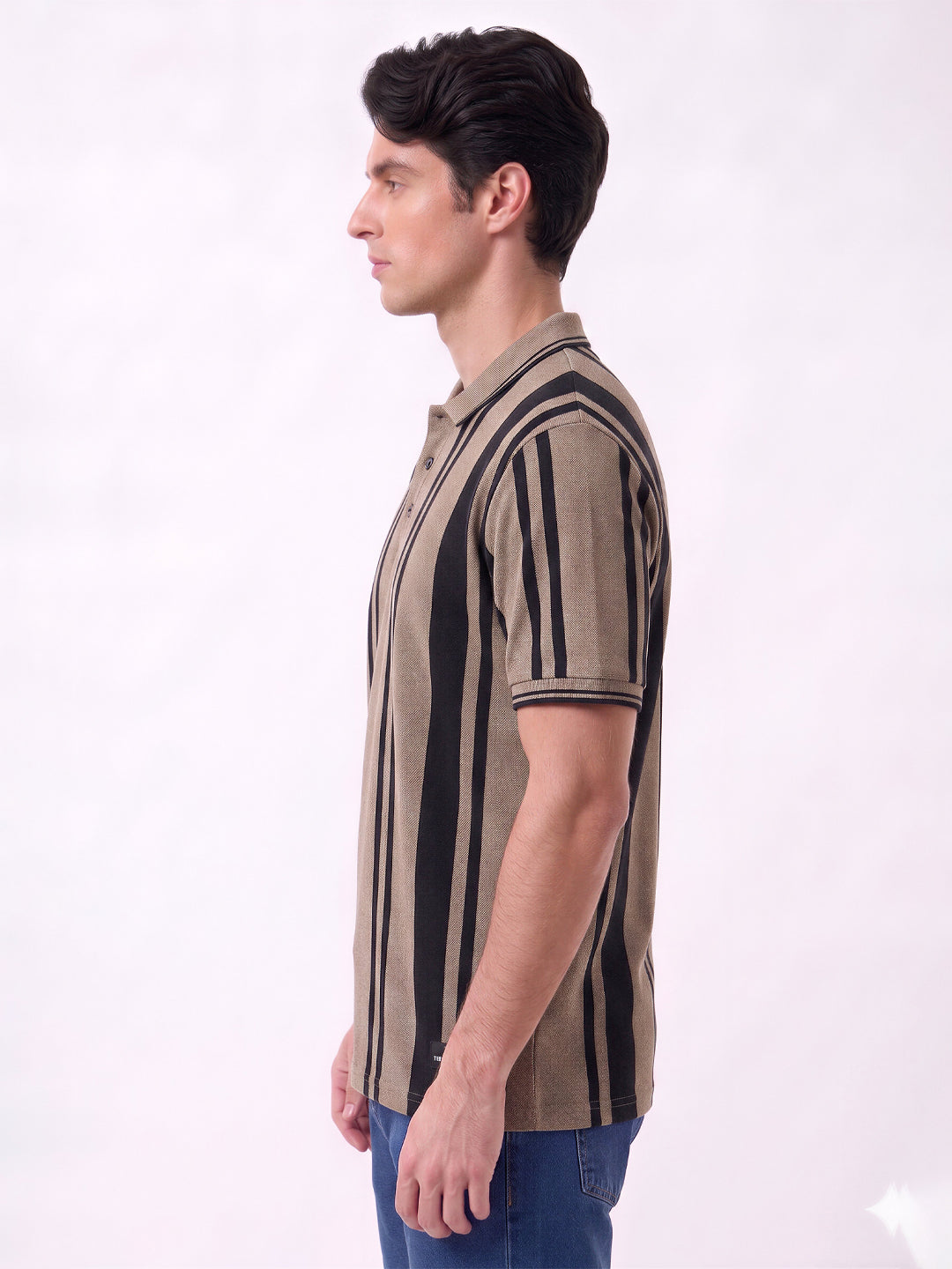 Vertical Stripe Polo T-shirt