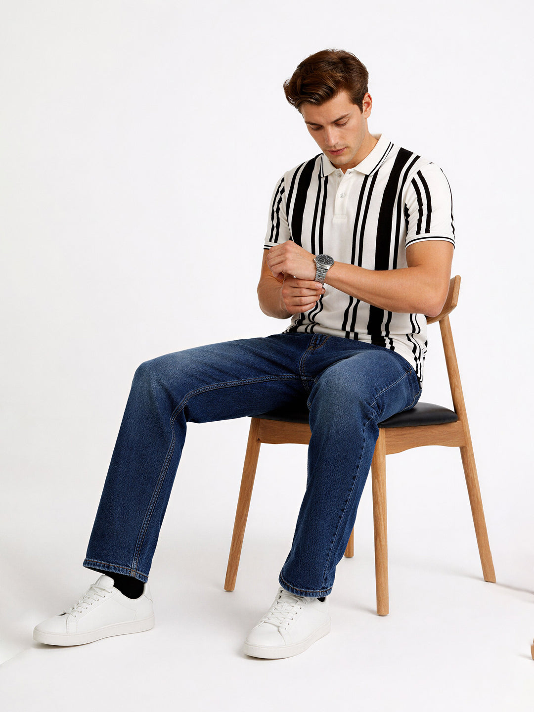 Vertical Stripe Polo T-shirt Main image