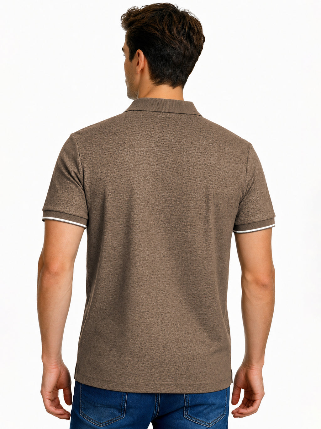Textured Zip-Neck Polo T-Shirt