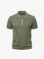 Olive Textured Zip Polo