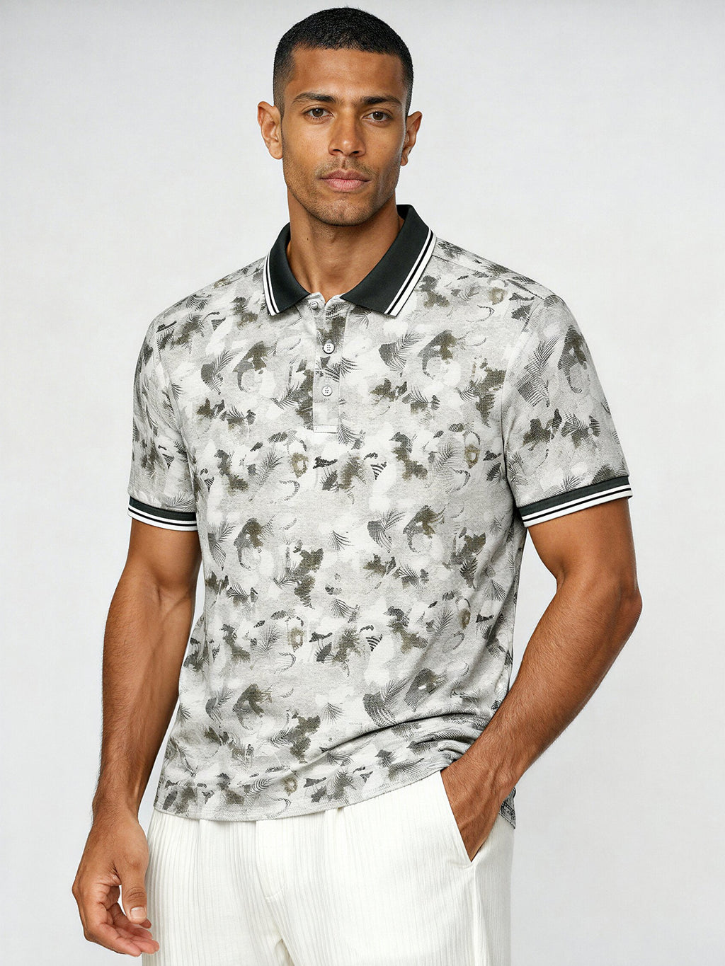Olive Mirage Print Polo
