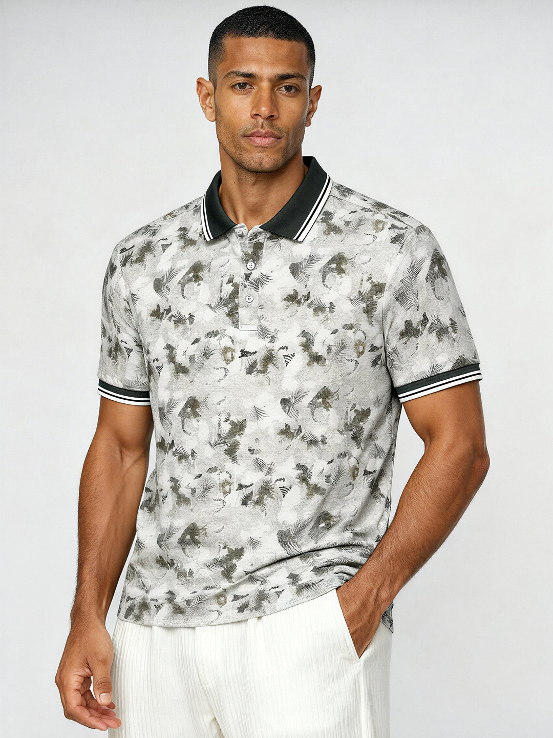 Olive Mirage Print Polo