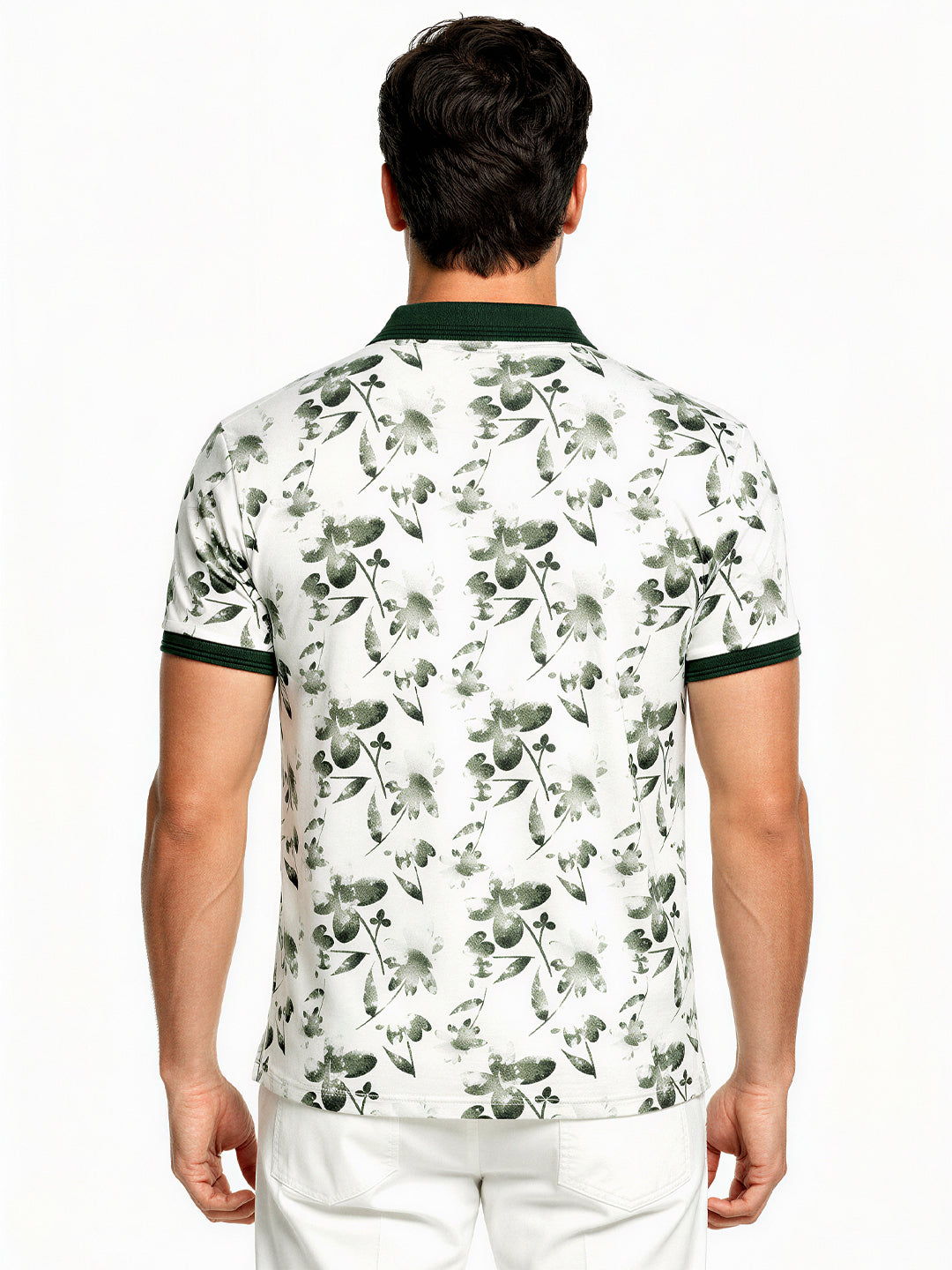 Olive Bloom Print Polo