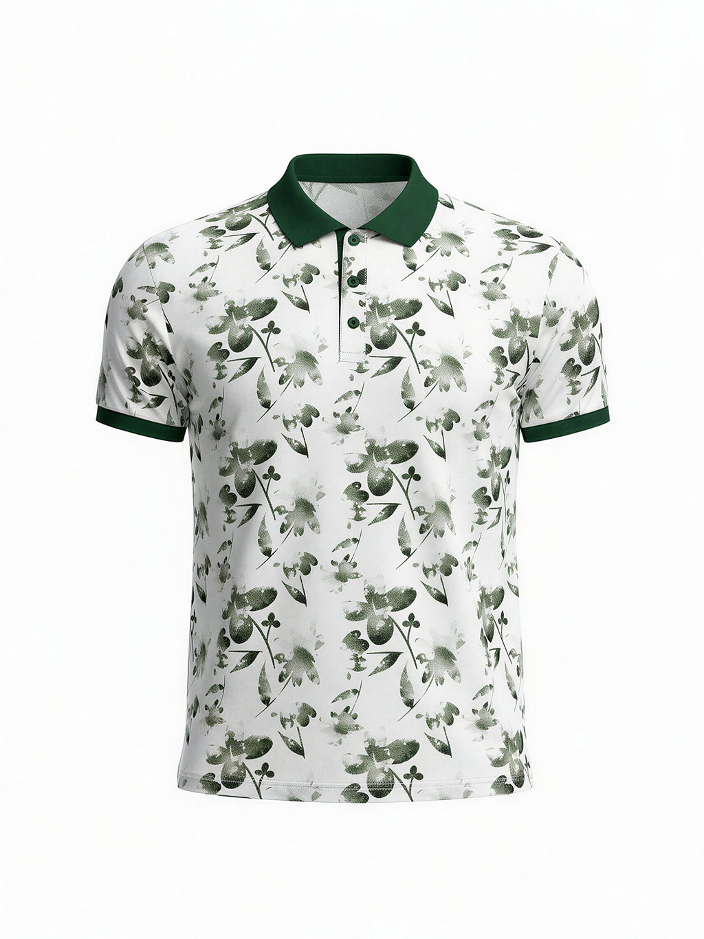 Olive Bloom Print Polo
