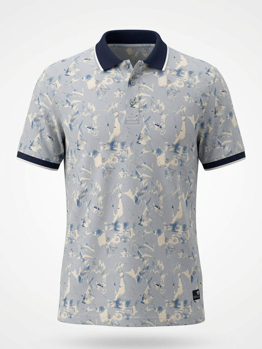 Sky Blue Abstract Print Polo T-Shirt
