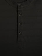 Black Striped Henley T-Shirt