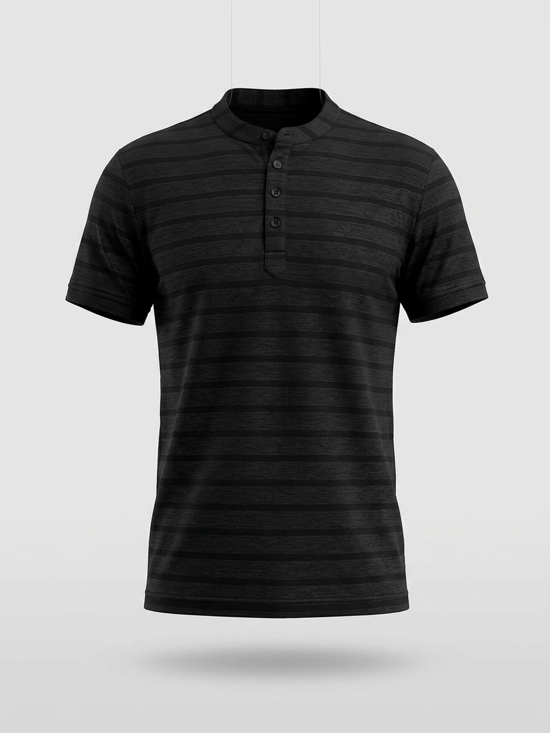 Black Striped Henley T-Shirt Secondary image