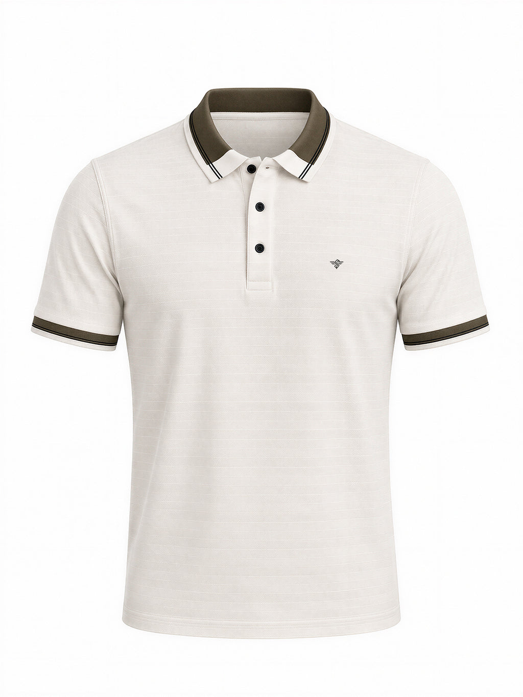 Textured Contrast Tipped Polo T-shirt