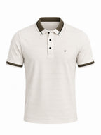 Textured Contrast Tipped Polo T-shirt