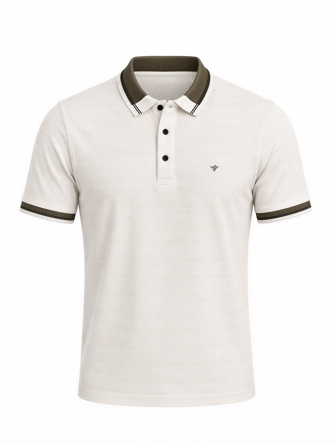 Textured Contrast Tipped Polo T-shirt