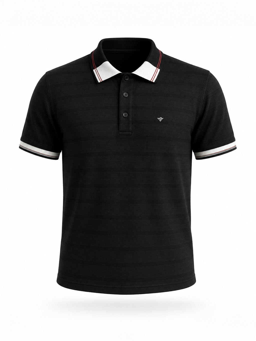 Textured Contrast Tipped Polo T-shirt