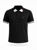 Textured Contrast Tipped Polo T-shirt