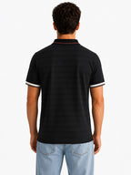 Textured Contrast Tipped Polo T-shirt