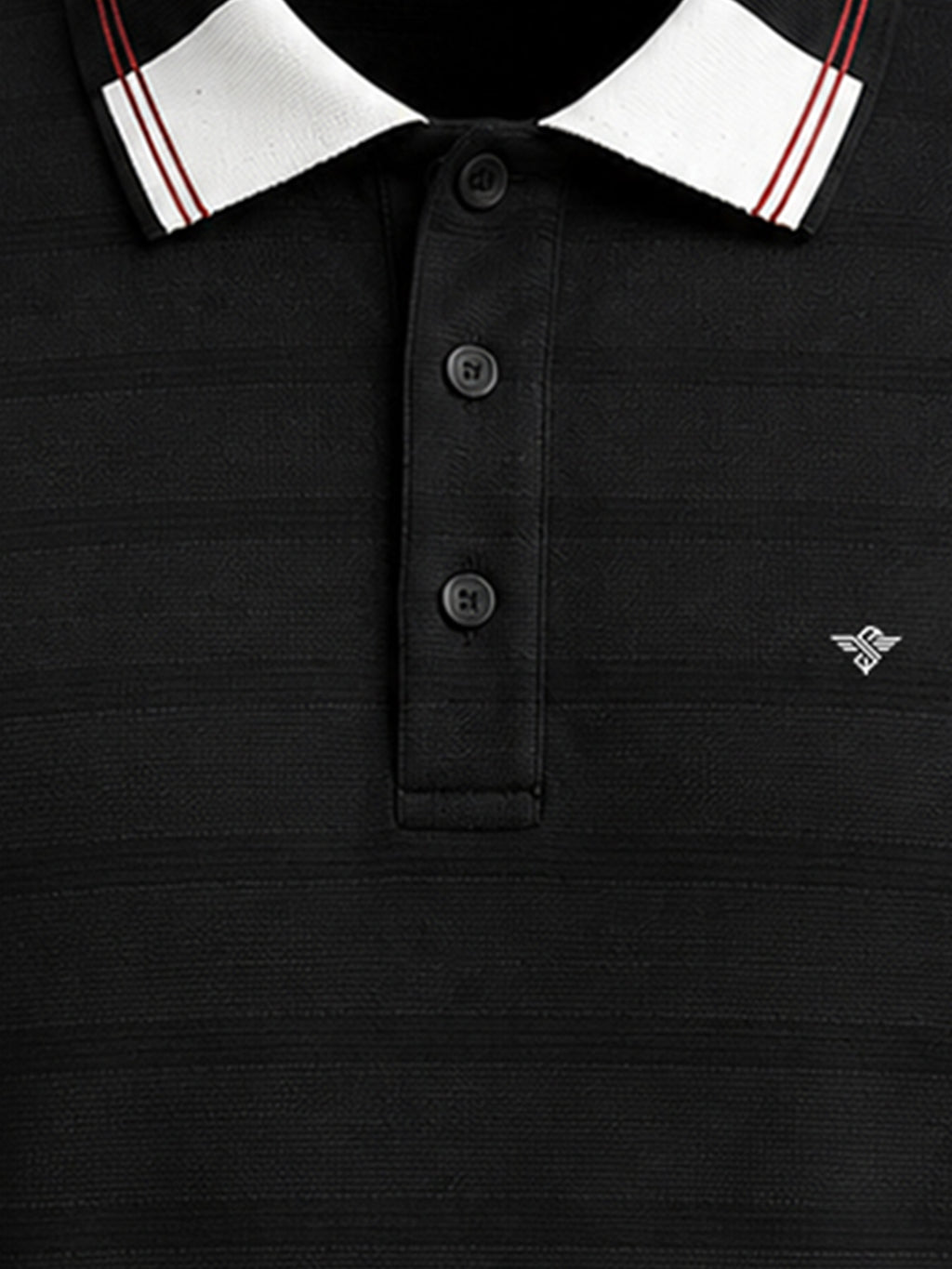 Textured Contrast Tipped Polo T-shirt