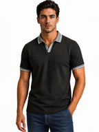 Black Textured Polo T-Shirt