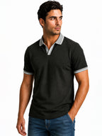Black Textured Polo T-Shirt