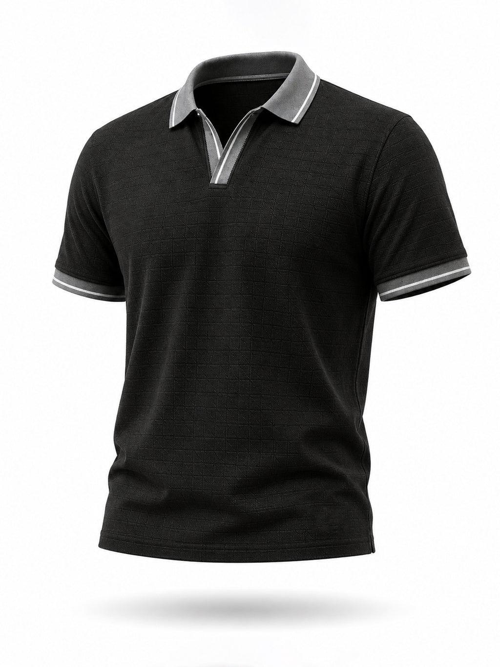 Black Textured Polo T-Shirt