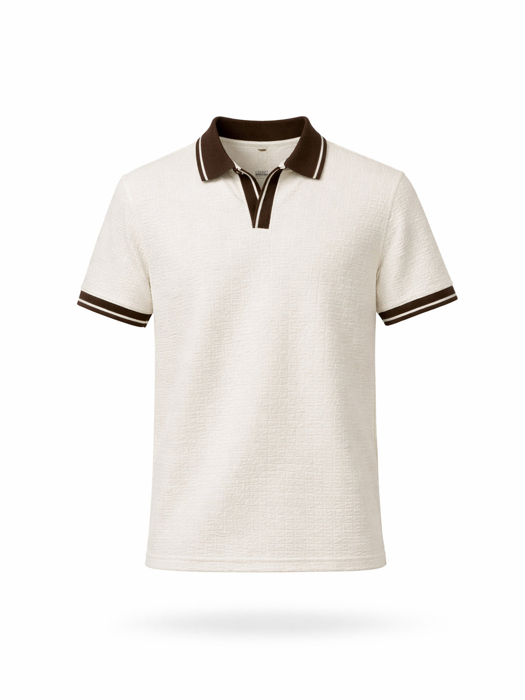 Textured Natural Polo with Contrast Collar