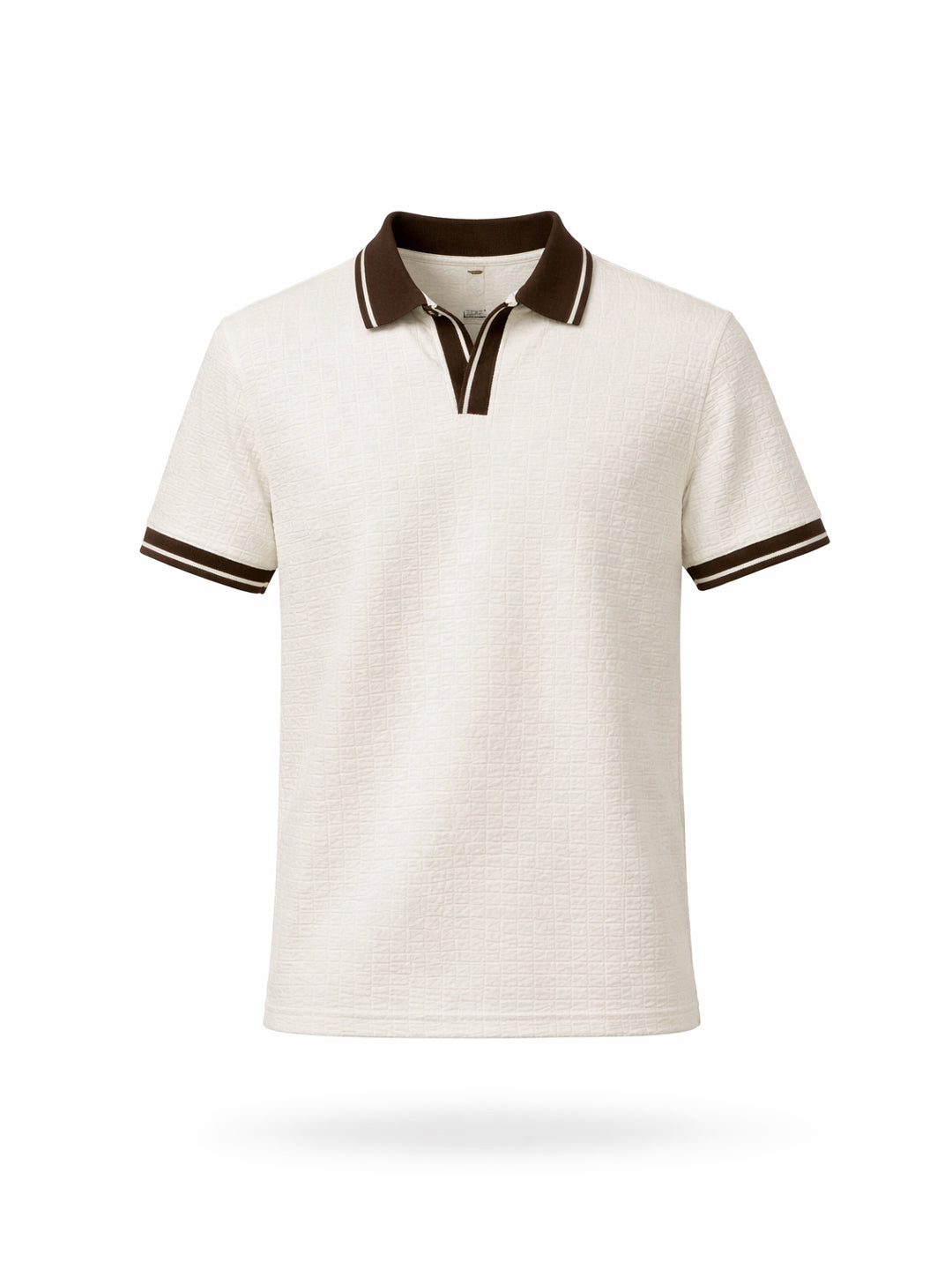 Textured Natural Polo with Contrast Collar