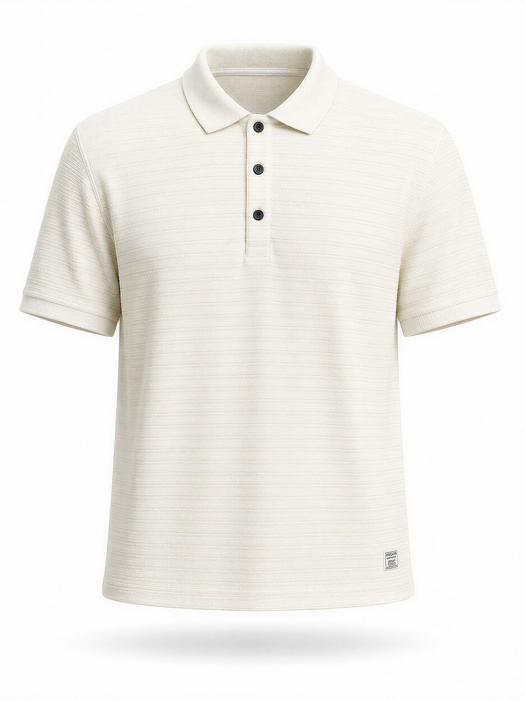 White Self Stripe Jacquard Polo