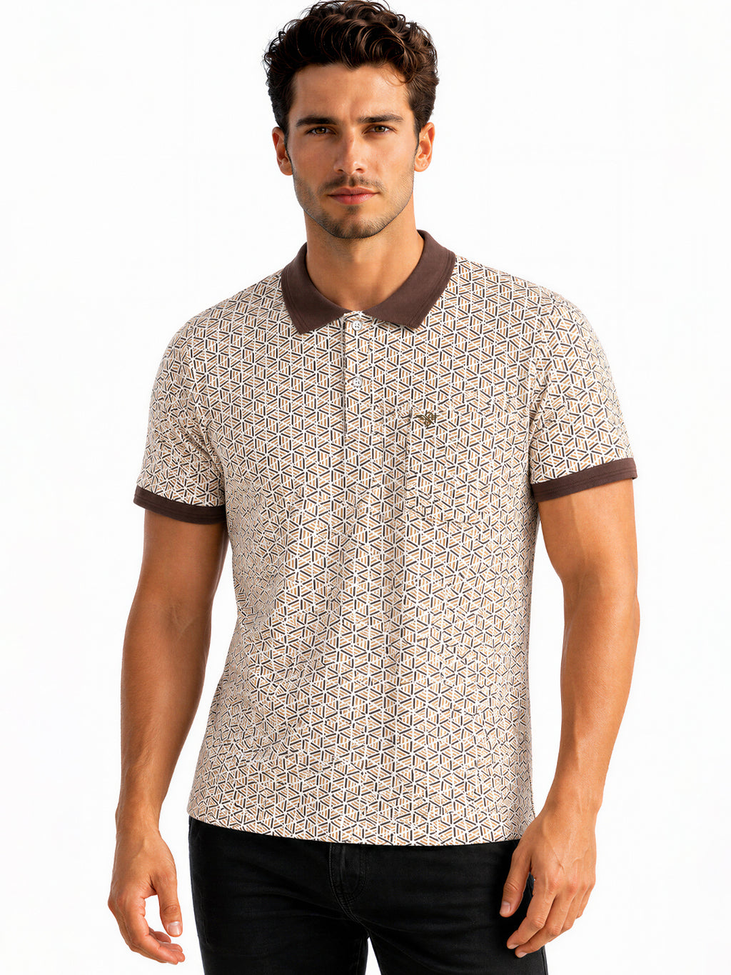 Geometric Printed Polo T-shirt