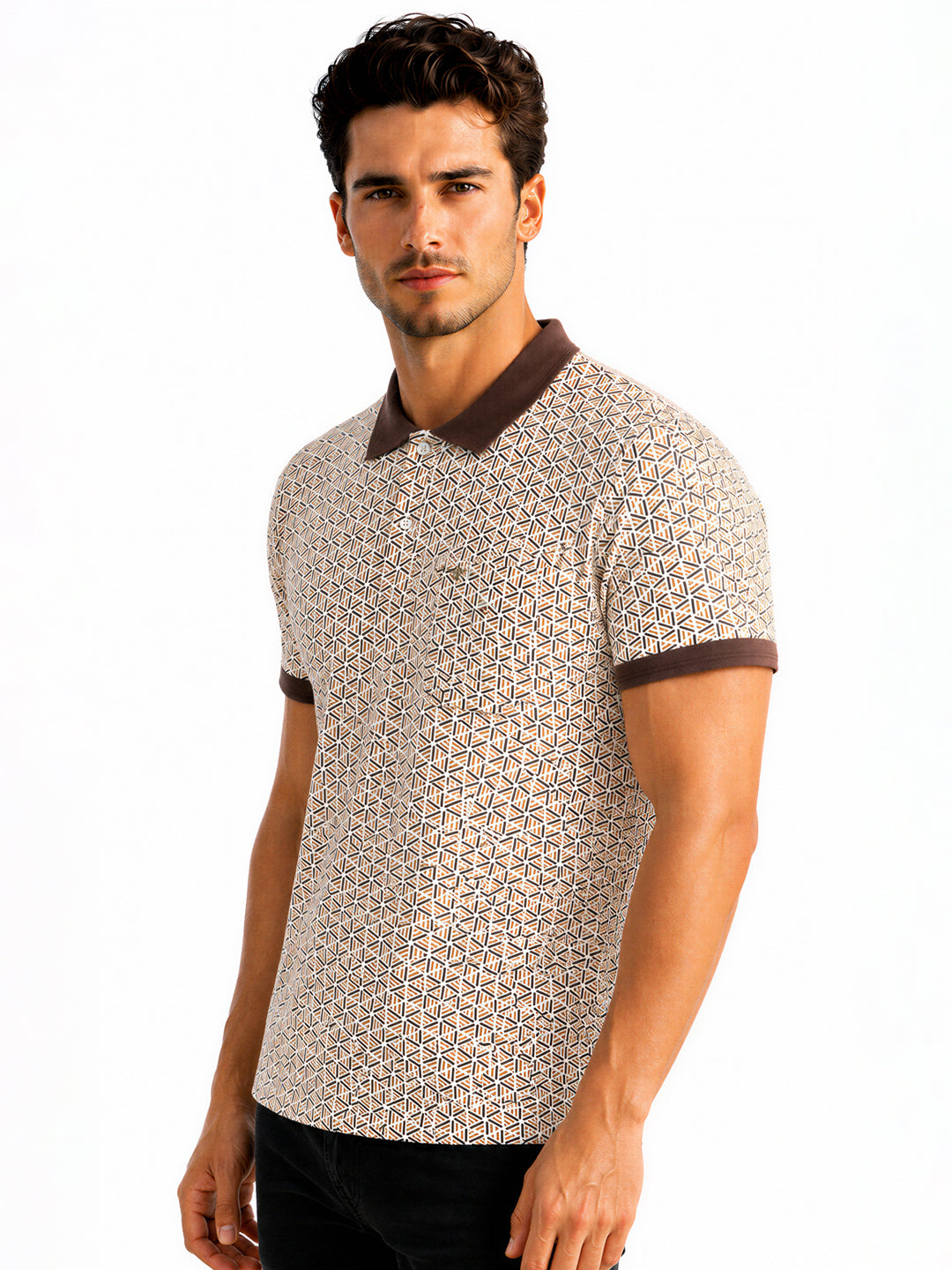 Geometric Printed Polo T-shirt