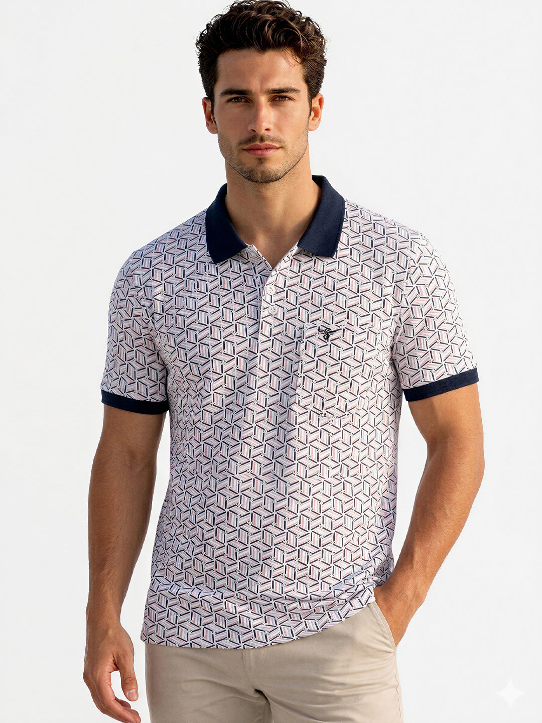 Geometric Printed Polo T-shirt