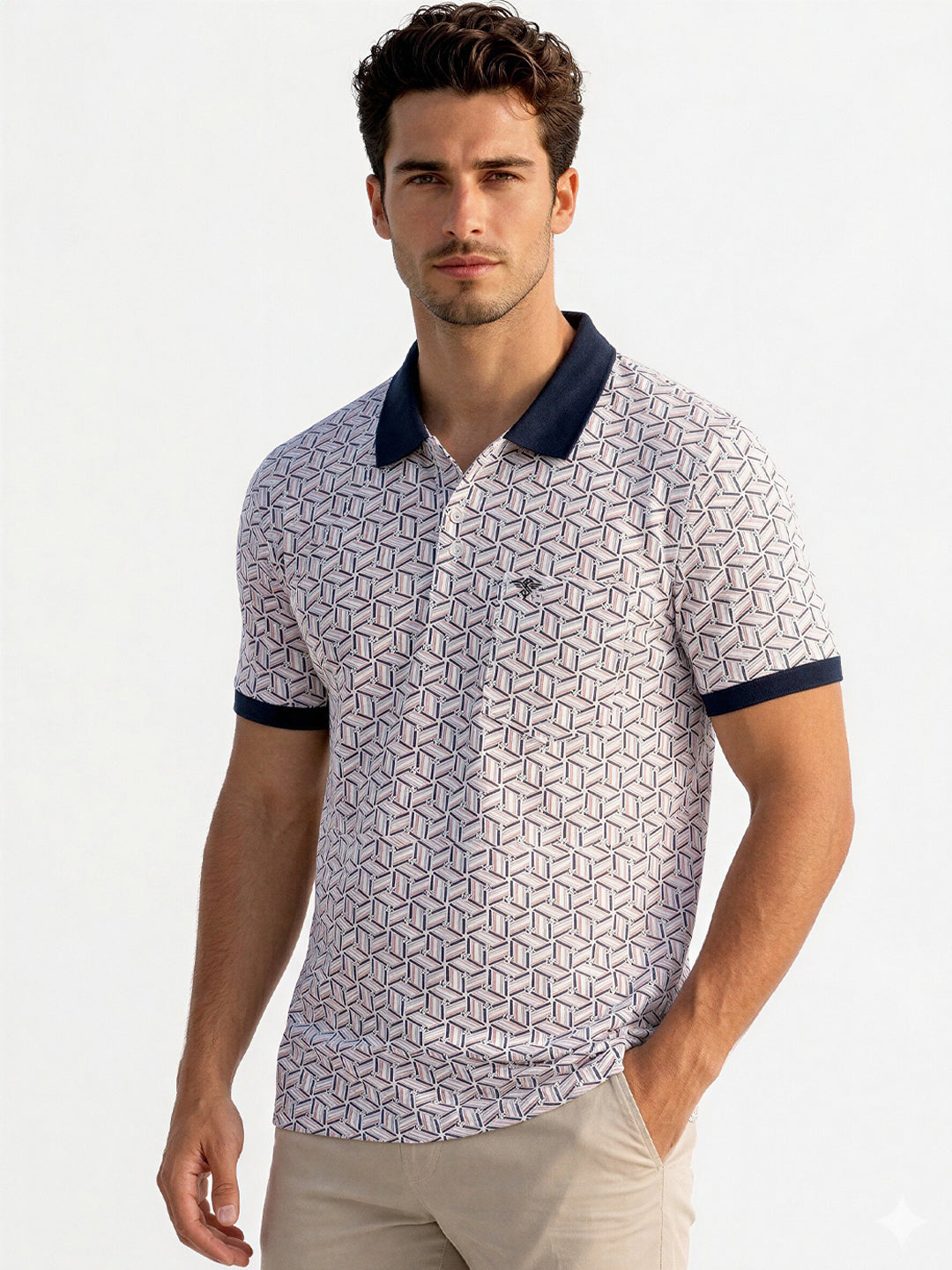 Geometric Printed Polo T-shirt