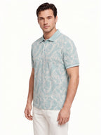 Aqua Botanical Print Polo