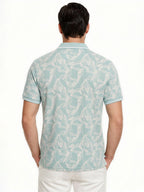 Aqua Botanical Print Polo