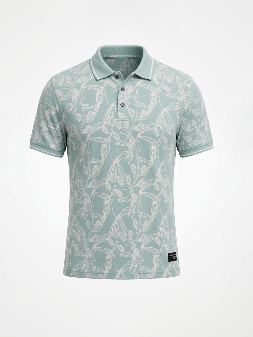 Aqua Botanical Print Polo