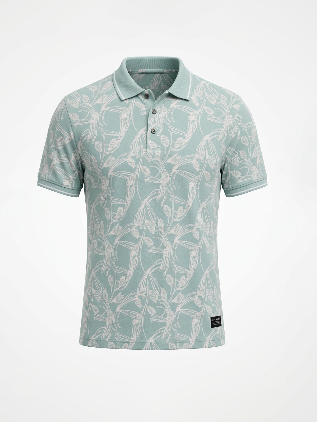 Aqua Botanical Print Polo