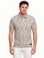 Beige Botanical Print Polo
