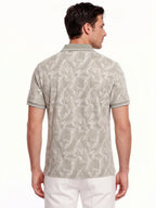 Beige Botanical Print Polo