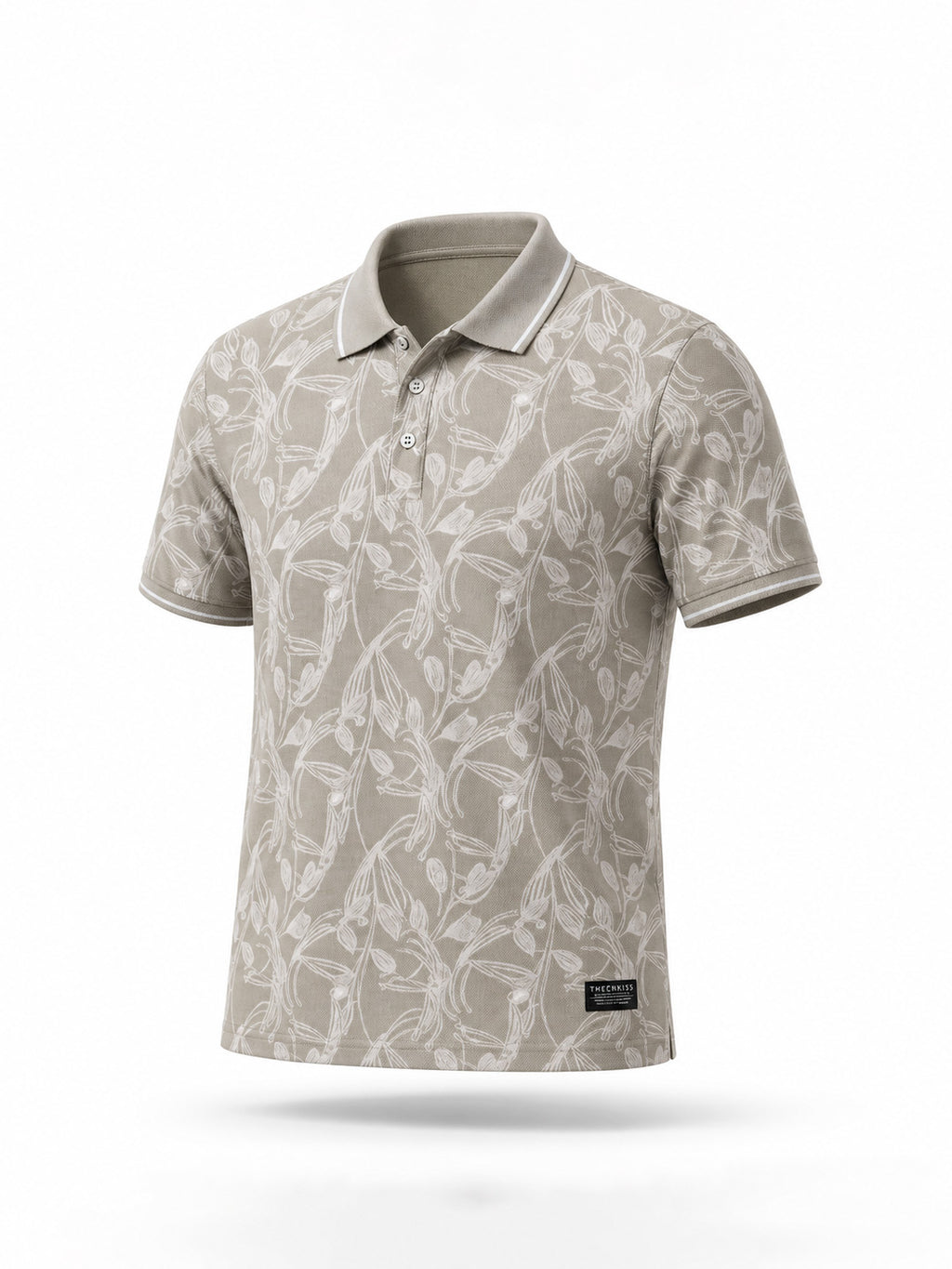 Beige Botanical Print Polo