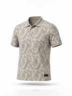 Beige Botanical Print Polo