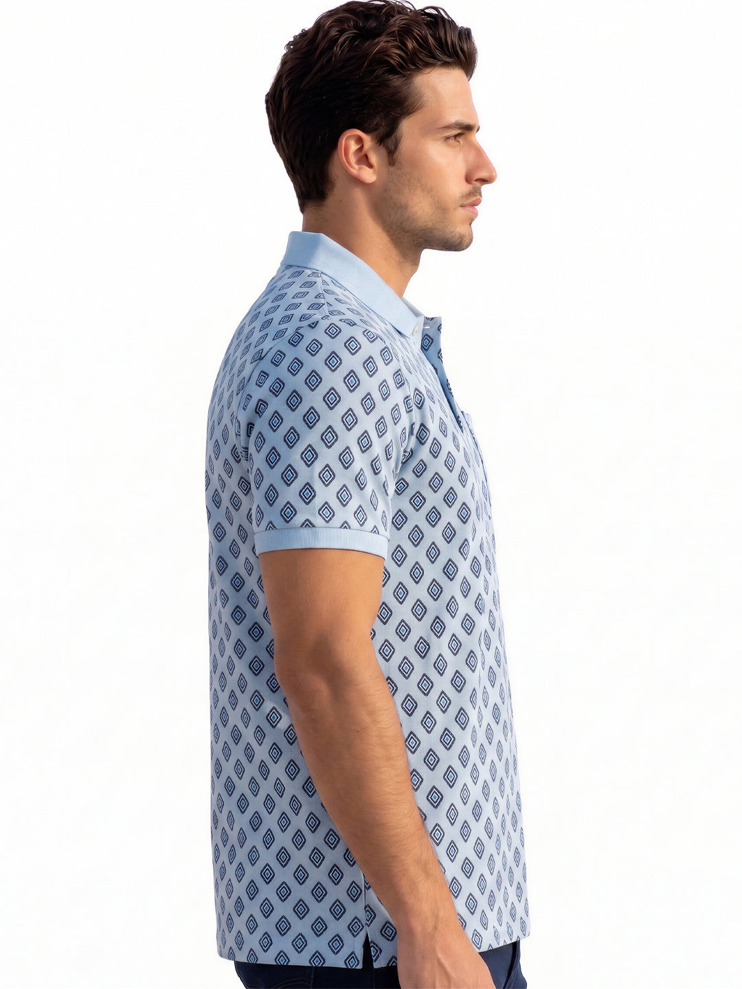 Refined Geometric Print Polo