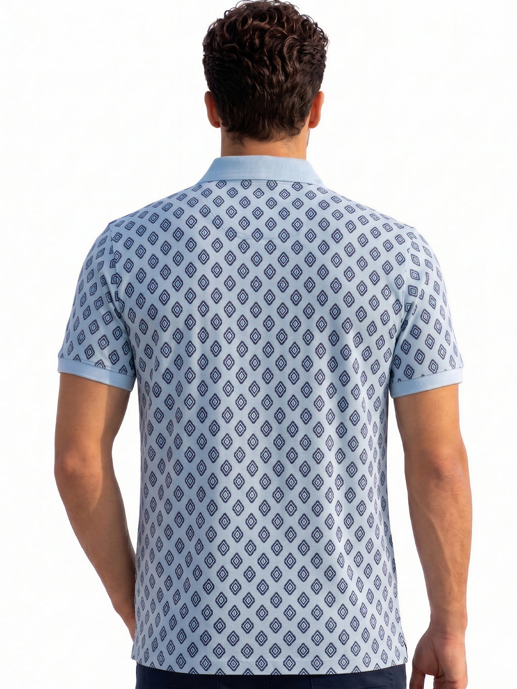 Refined Geometric Print Polo