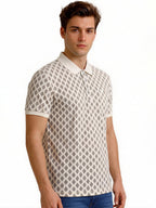Refined Geometric Print Polo