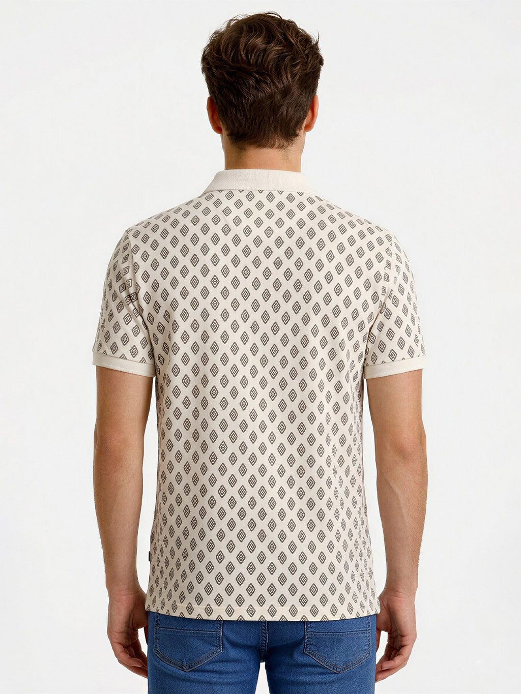 Refined Geometric Print Polo