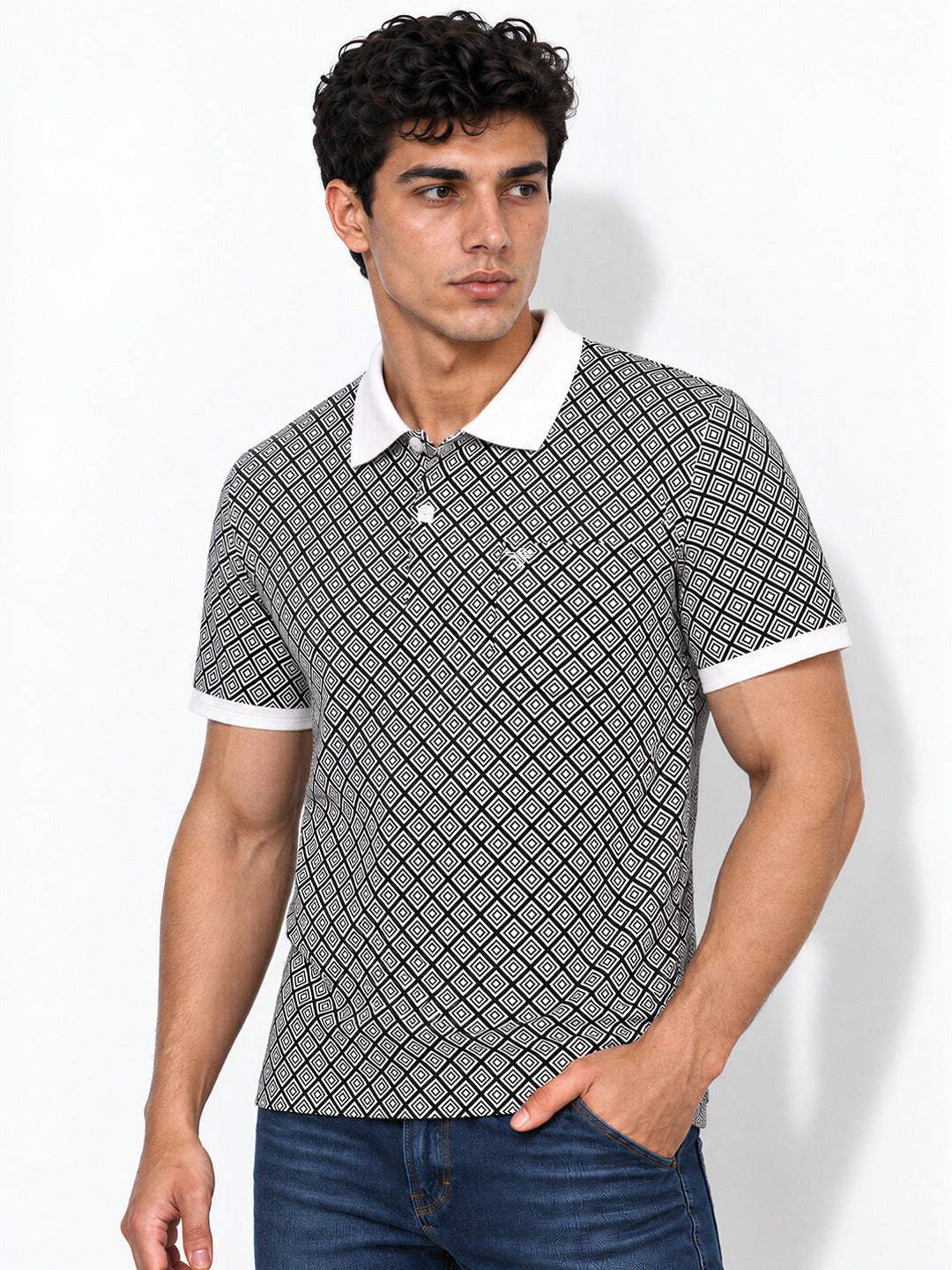 Men's Regular Fit Striped Polo T-Shirt