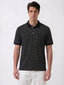 Black Micro-Print Polo with Classic Contrast Finish