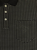 Black Micro-Print Polo with Classic Contrast Finish