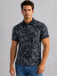 Navy Floral Print Polo T-shirt